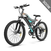 AOSTIRMOTOR Vélo électrique avec moteur 500W 48V 15AH Batterie au lithium amovible, pneus 26x2,5 pouces Ebike pour adultes