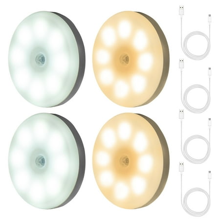 

4pcs Motion Sensor USB Rechargeable Bedroom Hallway Wall Mounted LED Night Light