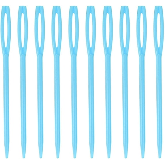 150pcs Plastic Sewing Needles, 7cm Length Large Eye Blunt Needles Learning Needles for Sewing Handmade Crafts DIY Notions Stitching, Blue