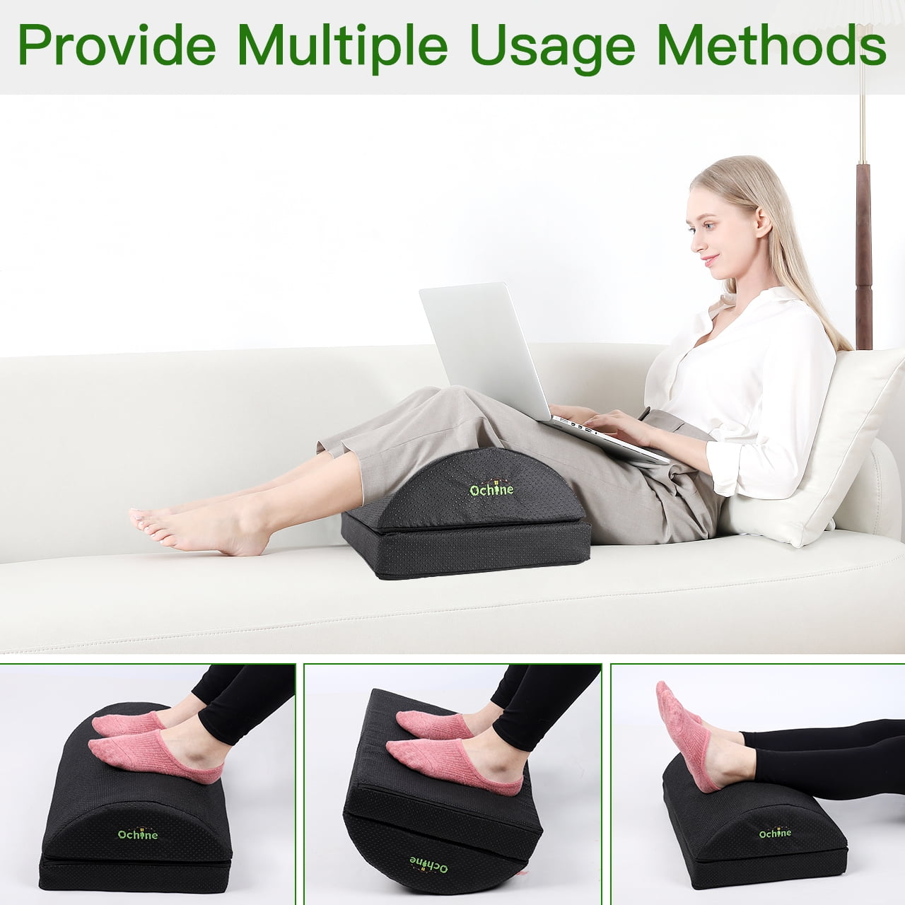 OLYDON Heated Foot Rest for Under Desk - Pure Memory Foam - Leather &  Breathable Mesh Cover - Ergonomic Foot Stool for Home & Office