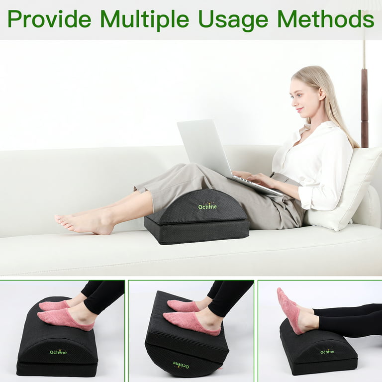 Office Foot Rest for Under Desk - Ergonomic Memory Foam Foot Stool Pillow  for Work, Gaming, Computer, Office Cubicle and Home - Footrest Leg Cushion  Accessories (Black) 