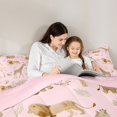 thumbnail image 4 of Castle Fairy Animal Lion Elephant Giraffe King Size Comforter Sets 3pcs,Tropical Palm Tree Leaves Comforters King Size,Soft Pink Cream,Pink Reversible,1 Comforter and 2 Pillowcases, 4 of 6