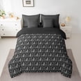 thumbnail image 2 of Feelyou Black Mandala Damask Bedding Comforter Set 7 Pieces, Cartoon Cat Full Bedding Set, 2 of 8