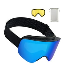 KFFKFF Frameless Ski Goggles with Magnetic Cylindrical Lens, Dark Blue Revo Coating, OTG Anti-Fog Snow Goggles for Adults, TPU Frame and Ventilated Design, Suitable for Skiing, Skating