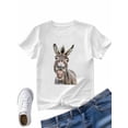 thumbnail image 4 of Women's T-Shirt Funny Animal Donkey Short Sleeve Casual Tee Classic Crew Neck T Shirt for Women White, 3XL, 4 of 7