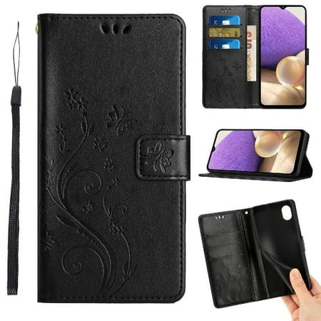 

Filp Case For Samsung Galaxy A22e/A23e Magnetic Closure Wrist Strap PU Leather Card Holder Kickstand