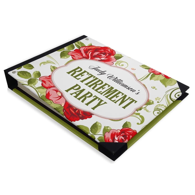 Darling Souvenir Green Floral & Leaf Personalized Printed Retirement PartyGuestBookHardbound Cover Sign InBookRegistry Scrapbook-9 x 12 Inches