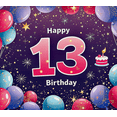 thumbnail image 4 of Purple Themed 13th Birthday Banner with Balloons Stars and Cake Decoration Backdrop Party Supplies Photography Props Happy Birthday Party Decorations, 4 of 7