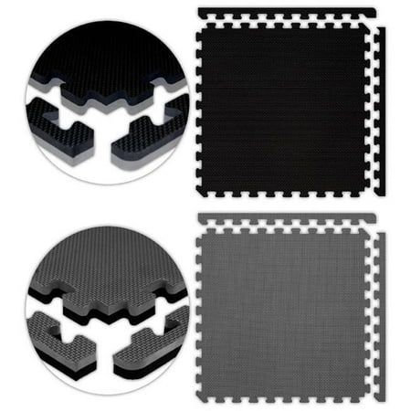 Alessco JSFRBKGY0828 Jumbo Reversible SoftFloors -Black-Grey -8 x 28 Set