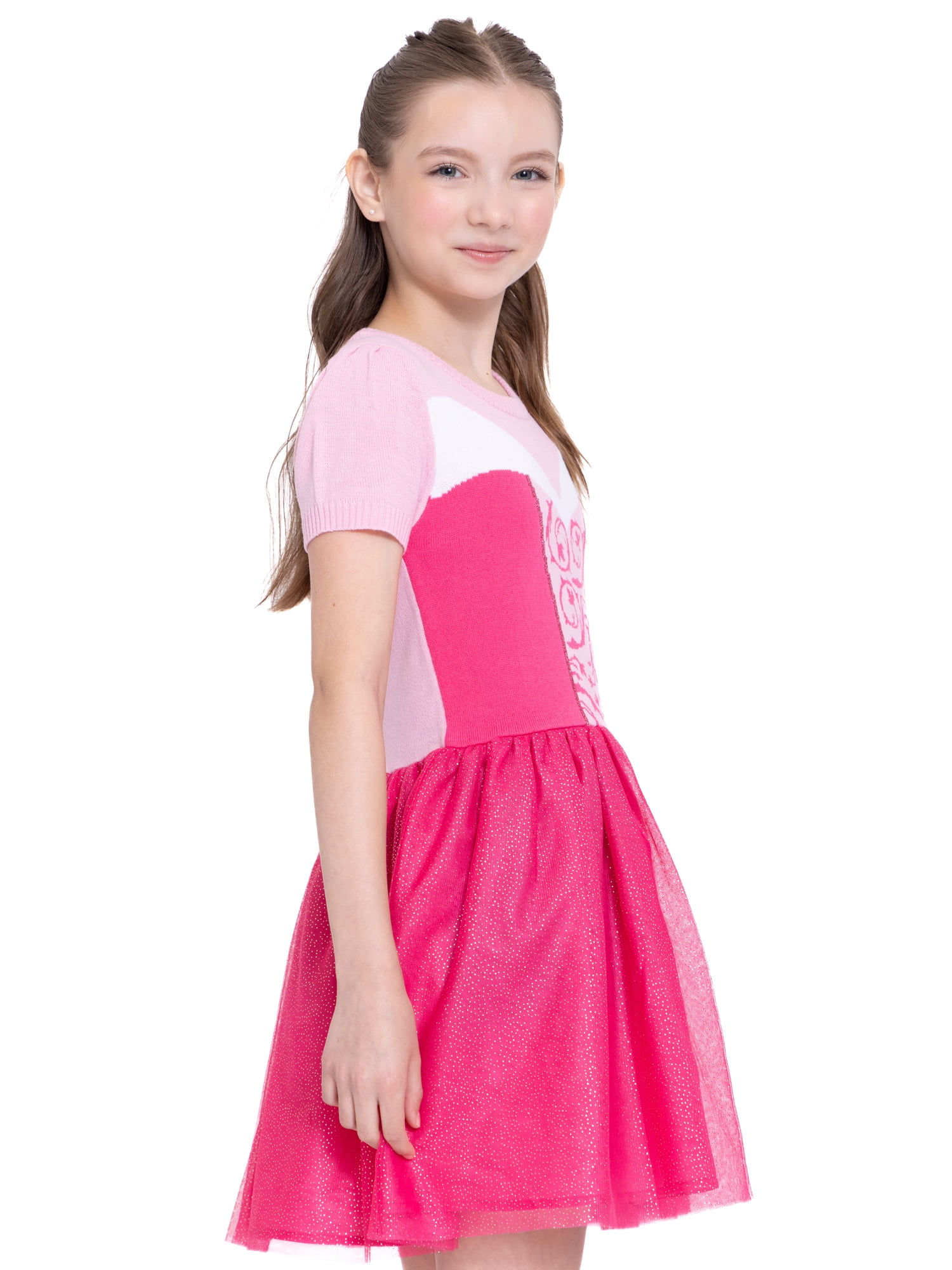 Girls Disney Princess Sleeping Beauty Aurora Cosplay Short Sleeve Sweater Dress, Sizes 4-12
