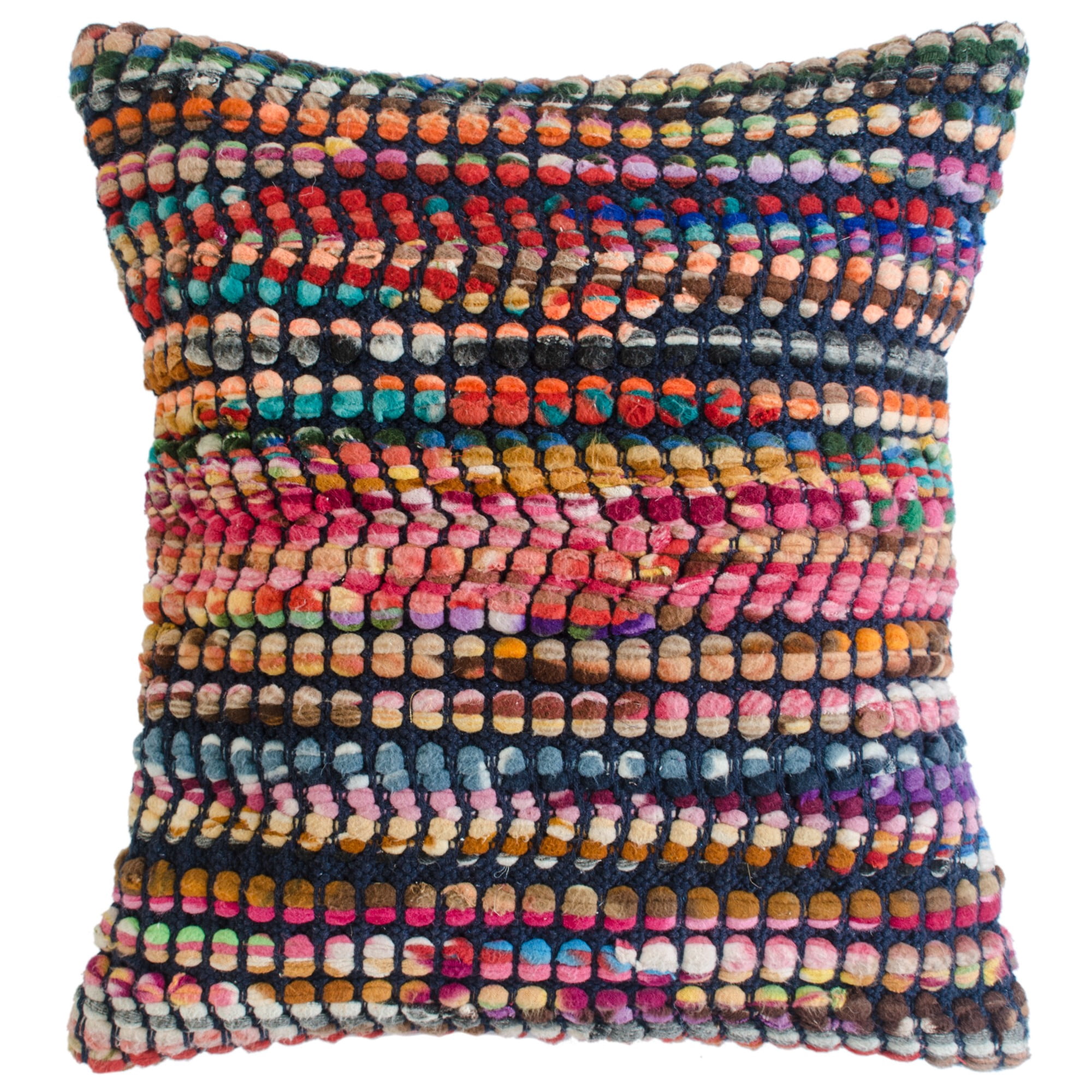 Laddha Home Designs Handwoven Geometric Cotton Throw Pillow Cover - 20" - Multicolored