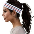 thumbnail image 3 of Couver Unisex Cotton 2 Inch Tennis Sweat Headband with Lines White-Green/ Yellow / Green 3 Pieces, 3 of 9