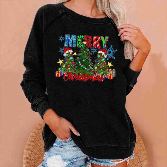 Birdeem Mode Femmes T-Shirt à Manches Longues Col Rond Imprimé Chandail en Molleton Blouse Tops