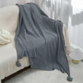 thumbnail image 6 of Cadorn 1 PCS Knitted Throw Blanket 27x39 Inch Gray, Soft Lightweight Warm Cozy Bedspread for Home Decor, Living Room, Bedroom, Sofa Couch, 6 of 7