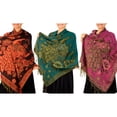 thumbnail image 6 of Floral Peacock Reversible Pashmina Wrap Shawl Scarf, 6 of 9