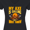 thumbnail image 4 of Inktastic Axe Throwing Funny Gift Women's V-Neck T-Shirt, 4 of 5