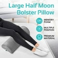 thumbnail image 4 of 2 Pack Large Half Moon Bolster Pillow for Legs, Knees, Lower Back and Head, Lumbar Support Pillow for Bed, Sleeping | Semi Roll for Ankle and Foot Comfort - Machine Washable Cover, Grey, 4 of 7