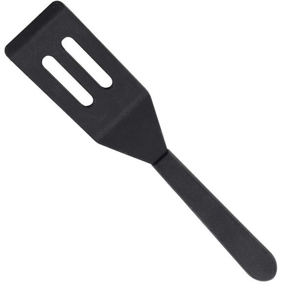Mini Brownie Serving Spatula Flexible Silicone Turner Heat-Resistant Flipper Nonstick Slotted Spatula for Fish, Eggs, Pancakes, Wok(Black)