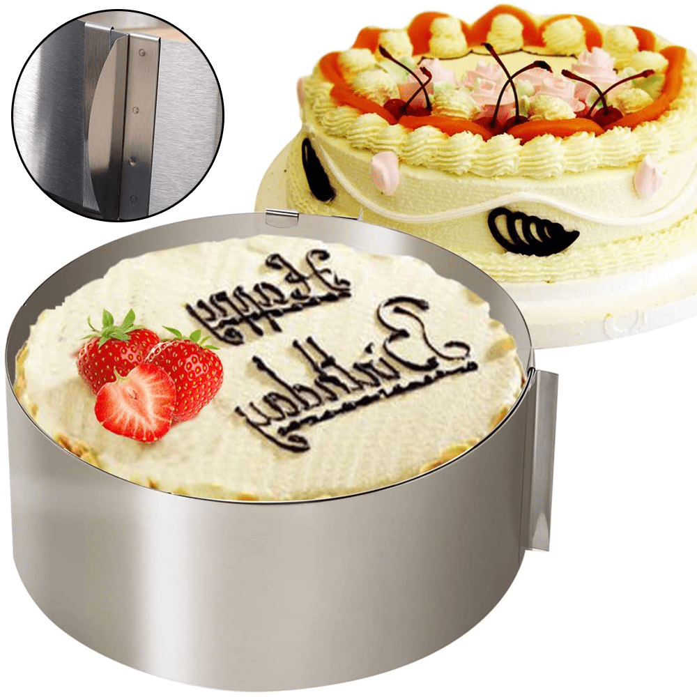 ADHG 2 Pack Stainless Steel Cake Circle Round Shape Mousse Cake Ring Cake Mould Baking Cake Decorating Tools 6cm and 8cm Diameter 