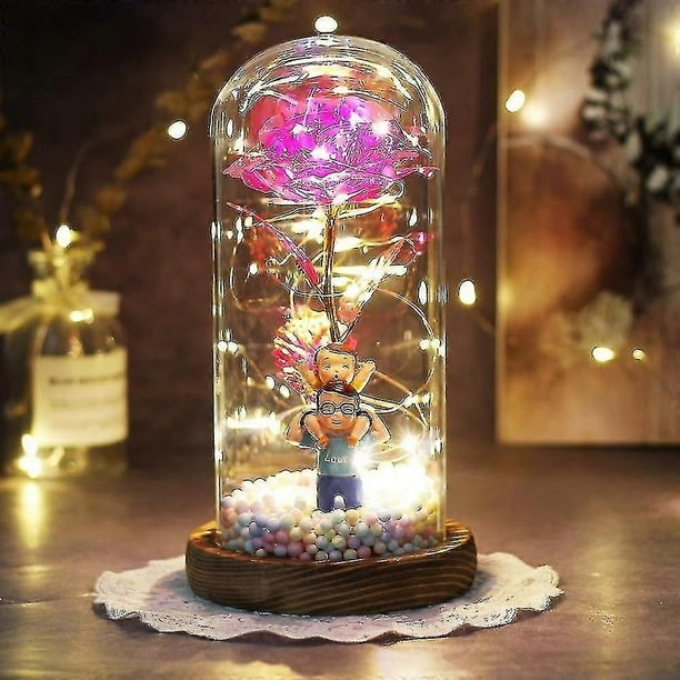 Artificial Flower Ornaments Mother's Day Gifts Beauty And The Beast Home Decor Wedding Eternal Galaxy Rose With Lights