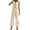 Beige, variant on ZZwxWA Womens Summer Linen 2 Piece Outfits Laceup Tie Front Cutout Tank Top with Wide Leg Pants Loose Lounge Sets