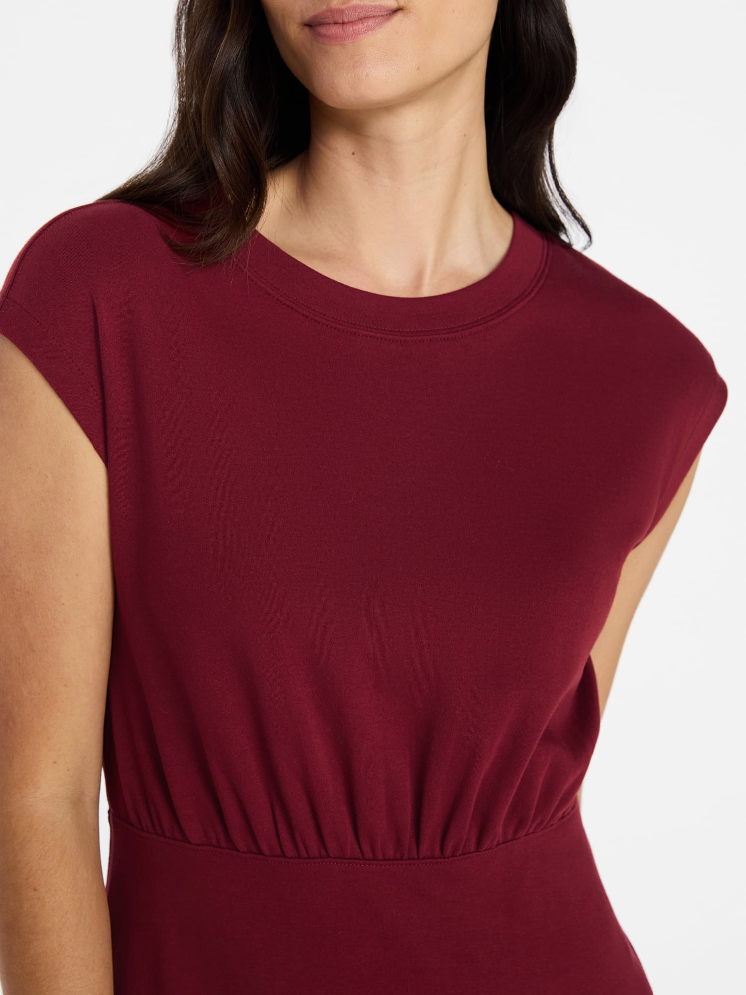 Time and Tru Women’s Cotton Knit Midi Dress with Dolman Sleeves, Sizes XS-XXXL
