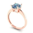 thumbnail image 2 of 2 ctw Solitaire Anniversary Ring for Women | Cushion Cut Blue Moissanite | Hyperallergenic Solid 18K Rose Gold, 2 of 5