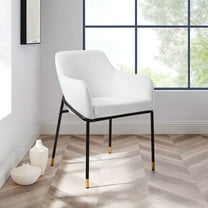 Modway Jovi Performance Velvet Dining Armchair in Black White