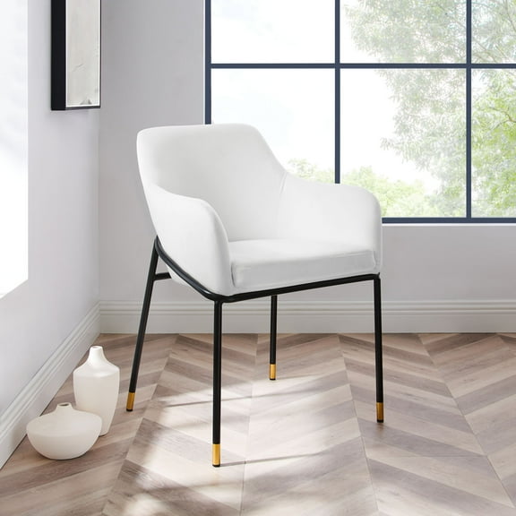 Modway Jovi Performance Velvet Dining Armchair in Black White