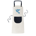 thumbnail image 1 of Origa Blue Pigeon Pattern Apron Adjustable Bib Cotton Linen BBQ Kitchen Pocket Pinafore, 1 of 3