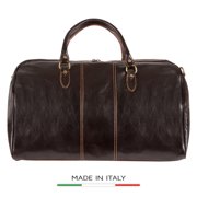 Alberto Bellucci Italian Leather Verona Full Zip Around Traveler Duffel Bag in Dark Brown