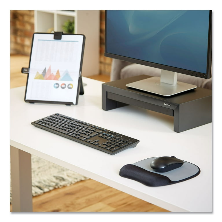 Memory Foam Mouse Pad with Wrist Rest, 7.93 x 9.25, Black/Silver Memory Foam Mouse Pad with Wrist Rest, 7.93 x 9.25, Black/Silver