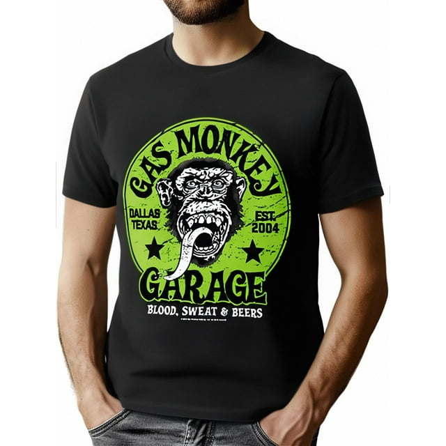 Gas Monkey Garage Logo Blood Sweat And Beers Tee T-Shirt 336942 Funny Men'S Short Sleeve Graphic T-shirt Collection Black PR