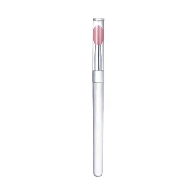 Lttoisl Portable Silicone Lip Brush with Cover, Soft Multi-Function Lip Mask Applicator for Lipstick Lip Gloss, Reusable Travel Makeup Tool, Flesh Pink White
