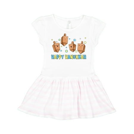

Inktastic Happy Hanukkah with cute dreidels Gift Toddler Girl Dress