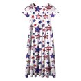 thumbnail image 5 of Gubotare American Flag Dress July 4th Girls'Short Sleeve Everyday Dresses Plain Sundress ( Red,Size 5-6 Years), 5 of 6