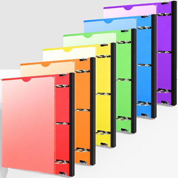 SWOEBTH 6 Pack 1.5 Inch 3 Binders with Telescoping Spine, Foldable Cover & Clear Front Pocket, Assorted Colors