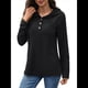thumbnail image 3 of Sudadera con Capucha para Mujer, de y Otoño, con Cuello en V, Larga y Botones con Cordón. Negro XL, 3 of 10