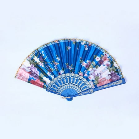 

Oaktree Silk Cloth Ladies Folding Hand Fan Exquisite Plastic Floral Dance Fan Chinese Style Dance Party Wedding Gifts Home Decoration Fan