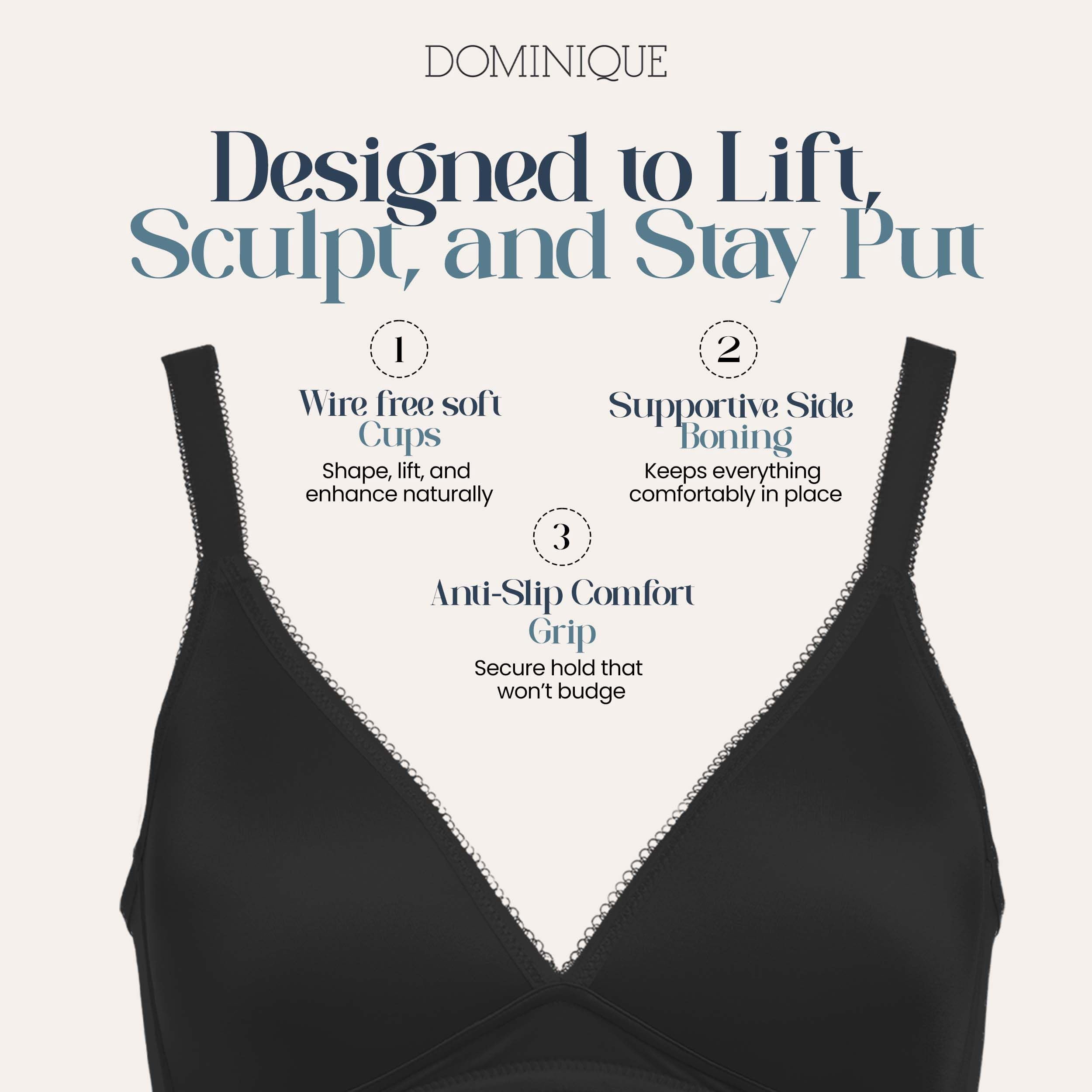 Dominique Sara Wire-Free Soft Cup T-Shirt Bra #5400 – Seamless Everyday Comfort Bra with Memory Foam Cups - Lingerie for Women