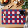 thumbnail image 2 of Independence Day Placemats Set of 2, Pixel Art Red Blue Plaid Non-Slip Place Mats Washable Table Mats for Kitchen Dining Table Decorations Indoor/Outdoor, 2 of 9