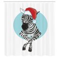 thumbnail image 3 of Ambesonne Christmas Shower Curtain, Modern Zebra Santa Hat, 69"Wx84"L, Pale Blue Dark Grey, 3 of 5