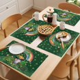 thumbnail image 5 of Gnomes St. Patrick's Day Placemats Set of 4 Green Lucky Clovers Rainbow Place Mats Indoor Wipeable Table Mats Washable Cloth Dining Table Placemats for Kitchen Holiday Party Home Decor 13x19 Inch, 5 of 9