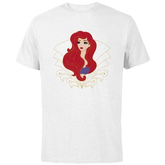 Disney Princess Ariel Modern Art Deco Style - Short Sleeve Cotton T-Shirt for Adults - Customized-White