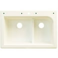 thumbnail image 2 of Transolid Radius 33in x 22in silQ Granite Drop-in Double Bowl Kitchen Sink with 4 CABF Faucet Holes, In White, 2 of 4