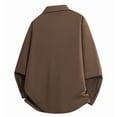 thumbnail image 3 of Blusa y camisa de manga larga con cuello vuelto para hombre, color liso, con botones y cuello vuelto, cárdigan de manga larga, blusa de poliéster para hombre, 3 of 3