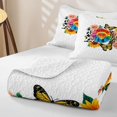 thumbnail image 4 of Manfei Rainbow Flower Quilt King, Rustic Groovy Butterfly King Coverlet Set, White Orange, 3-Piece, 1 Bedspread and 2 Pillowcases, 4 of 7