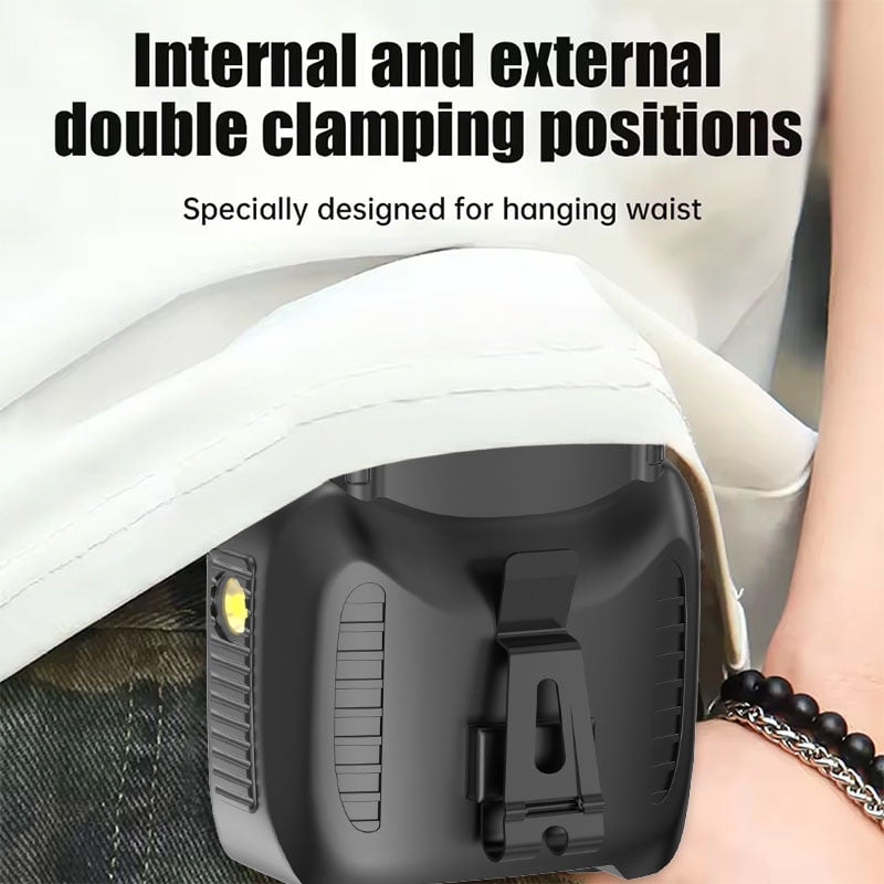Portable Waist Fan with LED Light, 5 Speeds, and Rechargeable 1000mAh Battery – Stay Cool and Prepared Anywhere!