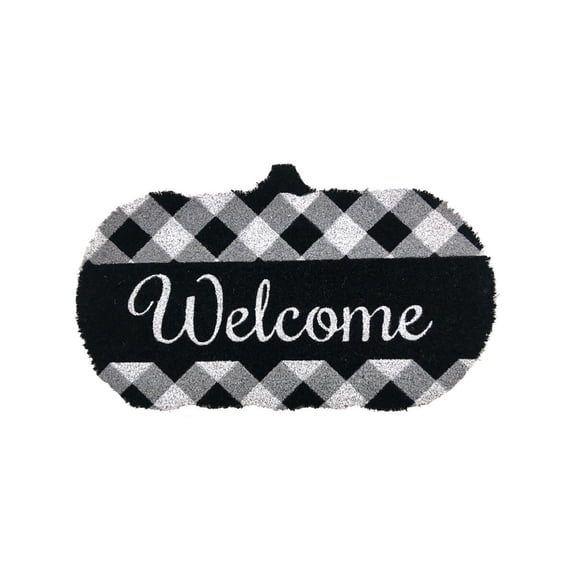Briarwood Lane Coir Doormat 30x18 Black and White Pumpkin Fall Natural Fiber For Fall Coir Doormat