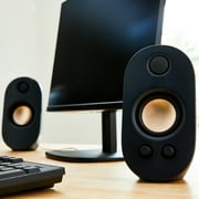 onn AC Powered Computer Speakers with Volume and Bass Controls, 7.32 Height